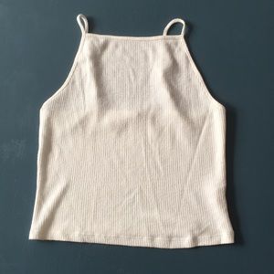 Ribbed White high neck crop top